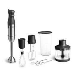 SPRINGLANE Edelstahl Stabmixer Set Sam 800 W, Pürierstab inkl. Pürierstab, Behälter mit Deckel, Zerkleinerer, Schneebesen, Rühr- & Knethaken, Aufbewahrungstasche - 1